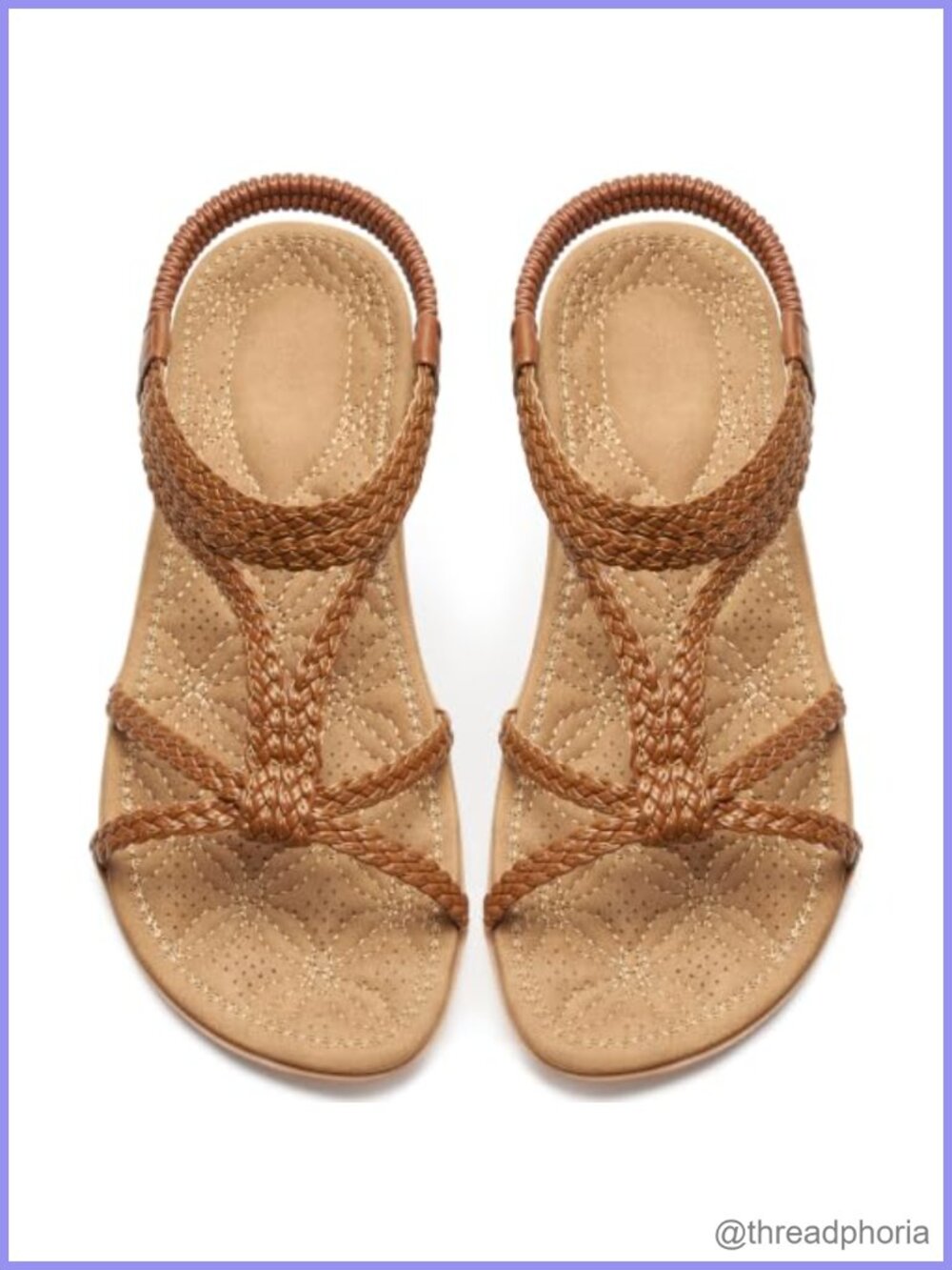 Womens Faux Leather Flat Sandals Comfortable Slip On Walking Shoes